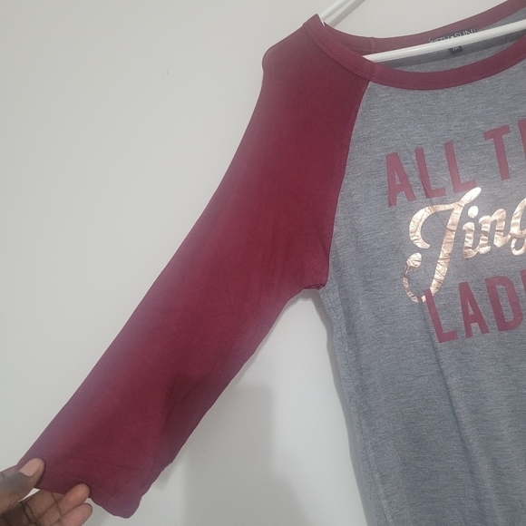 Women grey and burgundy All the Jingle Ladies Christmas Shirt size M - Picture 2 of 6